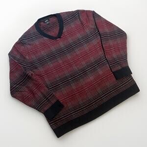 Alfani Mens Sweater 2XL V Neck Regular Fit Pullover Black Red Grey XXL